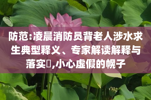 防范:凌晨消防員背老人涉水求生典型釋義、專家解讀解釋與落實?,小心虛假的幌子