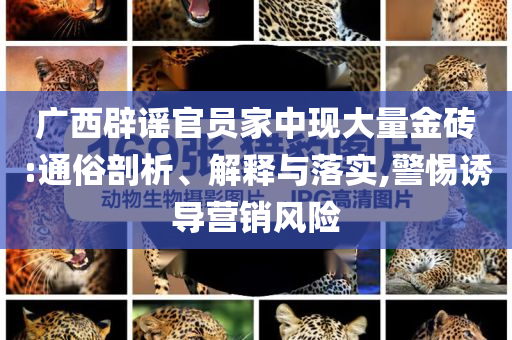 廣西辟謠官員家中現(xiàn)大量金磚:通俗剖析、解釋與落實(shí),警惕誘導(dǎo)營(yíng)銷(xiāo)風(fēng)險(xiǎn)