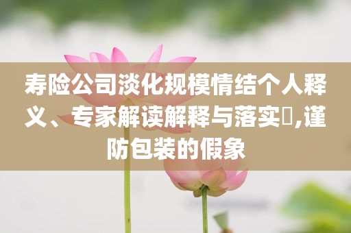 壽險(xiǎn)公司淡化規(guī)模情結(jié)個(gè)人釋義、專(zhuān)家解讀解釋與落實(shí)?,謹(jǐn)防包裝的假象