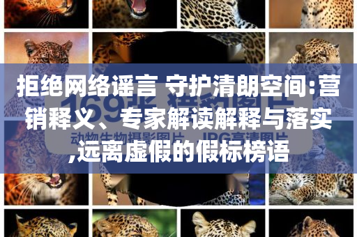 拒絕網(wǎng)絡(luò)謠言 守護(hù)清朗空間:營銷釋義、專家解讀解釋與落實(shí),遠(yuǎn)離虛假的假標(biāo)榜語