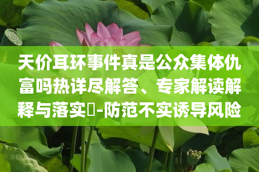 天價耳環(huán)事件真是公眾集體仇富嗎熱詳盡解答、專家解讀解釋與落實(shí)?-防范不實(shí)誘導(dǎo)風(fēng)險