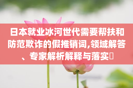 日本就業(yè)冰河世代需要幫扶和防范欺詐的假推銷詞,領域解答、專家解析解釋與落實?