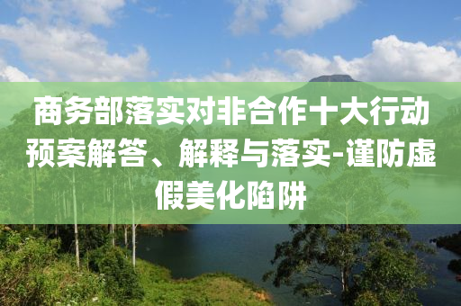 商務(wù)部落實對非合作十大行動預(yù)案解答、解釋與落實-謹(jǐn)防虛假美化陷阱