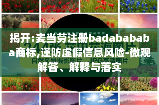 揭開:麥當(dāng)勞注冊(cè)badabababa商標(biāo),謹(jǐn)防虛假信息風(fēng)險(xiǎn)-微觀解答、解釋與落實(shí)