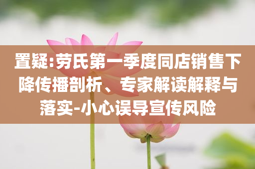 置疑:勞氏第一季度同店銷售下降傳播剖析、專家解讀解釋與落實(shí)-小心誤導(dǎo)宣傳風(fēng)險(xiǎn)