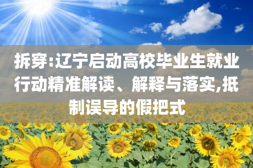 拆穿:遼寧啟動高校畢業(yè)生就業(yè)行動精準(zhǔn)解讀、解釋與落實,抵制誤導(dǎo)的假把式