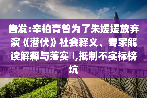 告發(fā):辛柏青曾為了朱媛媛放棄演《潛伏》社會釋義、專家解讀解釋與落實?,抵制不實標(biāo)榜坑