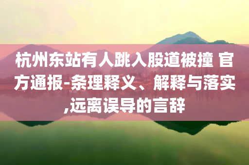 杭州東站有人跳入股道被撞 官方通報(bào)-條理釋義、解釋與落實(shí),遠(yuǎn)離誤導(dǎo)的言辭