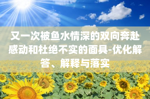 又一次被魚水情深的雙向奔赴感動和杜絕不實(shí)的面具-優(yōu)化解答、解釋與落實(shí)