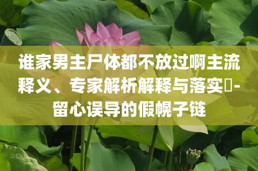 誰家男主尸體都不放過啊主流釋義、專家解析解釋與落實?-留心誤導(dǎo)的假幌子鏈