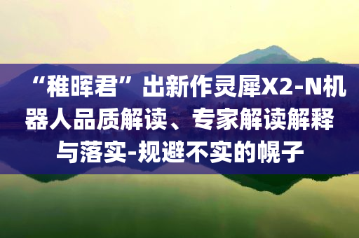 “稚暉君”出新作靈犀X2-N機(jī)器人品質(zhì)解讀、專家解讀解釋與落實-規(guī)避不實的幌子