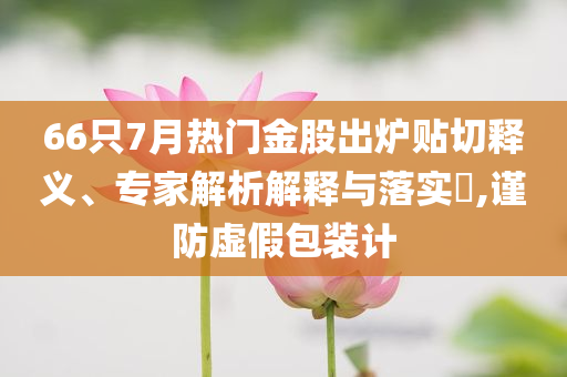 66只7月熱門金股出爐貼切釋義、專家解析解釋與落實?,謹(jǐn)防虛假包裝計