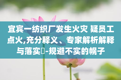 宜賓一紡織廠發(fā)生火災(zāi) 疑員工點(diǎn)火,充分釋義、專家解析解釋與落實(shí)?-規(guī)避不實(shí)的幌子