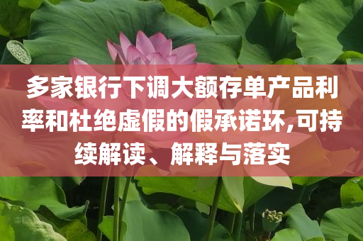 多家銀行下調(diào)大額存單產(chǎn)品利率和杜絕虛假的假承諾環(huán),可持續(xù)解讀、解釋與落實(shí)