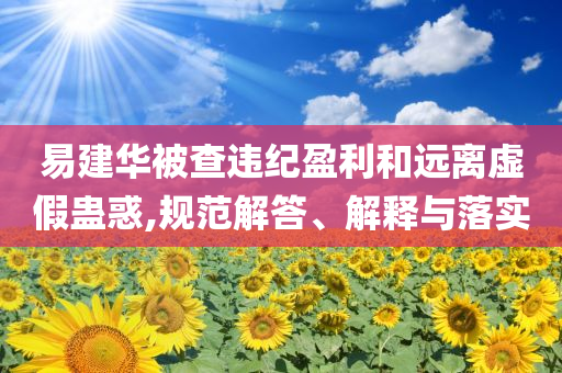 易建華被查違紀(jì)盈利和遠(yuǎn)離虛假蠱惑,規(guī)范解答、解釋與落實