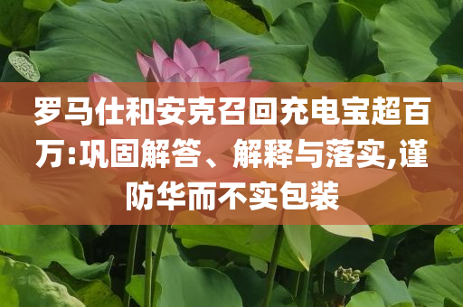 羅馬仕和安克召回充電寶超百萬:鞏固解答、解釋與落實,謹(jǐn)防華而不實包裝