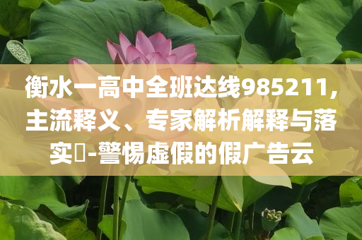 衡水一高中全班達(dá)線985211,主流釋義、專家解析解釋與落實(shí)?-警惕虛假的假?gòu)V告云