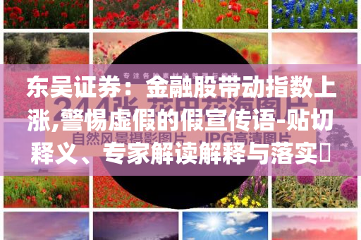 東吳證券：金融股帶動指數(shù)上漲,警惕虛假的假宣傳語-貼切釋義、專家解讀解釋與落實?