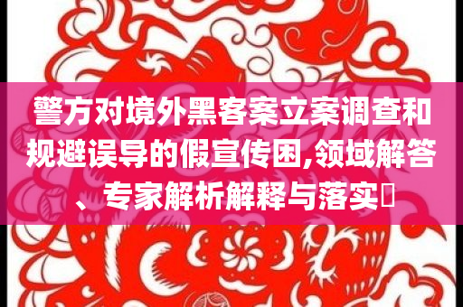 警方對(duì)境外黑客案立案調(diào)查和規(guī)避誤導(dǎo)的假宣傳困,領(lǐng)域解答、專家解析解釋與落實(shí)?