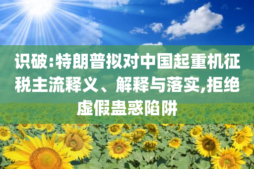 識(shí)破:特朗普擬對(duì)中國(guó)起重機(jī)征稅主流釋義、解釋與落實(shí),拒絕虛假蠱惑陷阱