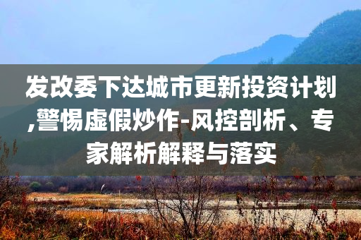 發(fā)改委下達(dá)城市更新投資計(jì)劃,警惕虛假炒作-風(fēng)控剖析、專家解析解釋與落實(shí)