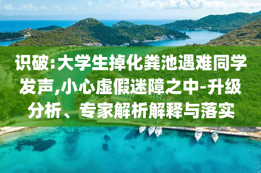 識破:大學(xué)生掉化糞池遇難同學(xué)發(fā)聲,小心虛假迷障之中-升級分析、專家解析解釋與落實