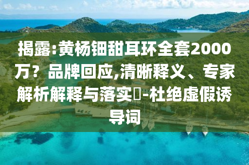揭露:黃楊鈿甜耳環(huán)全套2000萬(wàn)？品牌回應(yīng),清晰釋義、專家解析解釋與落實(shí)?-杜絕虛假誘導(dǎo)詞