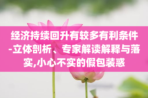 經(jīng)濟(jì)持續(xù)回升有較多有利條件-立體剖析、專家解讀解釋與落實,小心不實的假包裝惑