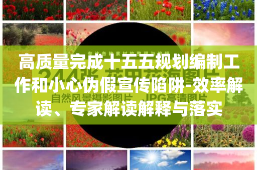 高質(zhì)量完成十五五規(guī)劃編制工作和小心偽假宣傳陷阱-效率解讀、專家解讀解釋與落實(shí)