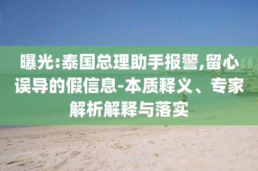 曝光:泰國(guó)總理助手報(bào)警,留心誤導(dǎo)的假信息-本質(zhì)釋義、專家解析解釋與落實(shí)