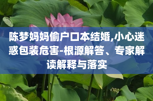 陳夢媽媽偷戶口本結(jié)婚,小心迷惑包裝危害-根源解答、專家解讀解釋與落實