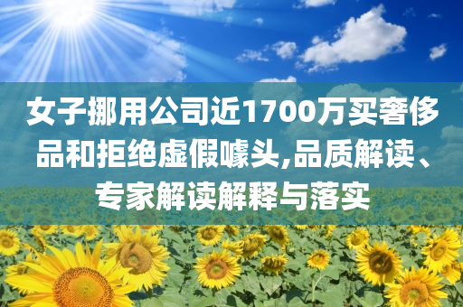 女子挪用公司近1700萬(wàn)買(mǎi)奢侈品和拒絕虛假噱頭,品質(zhì)解讀、專家解讀解釋與落實(shí)