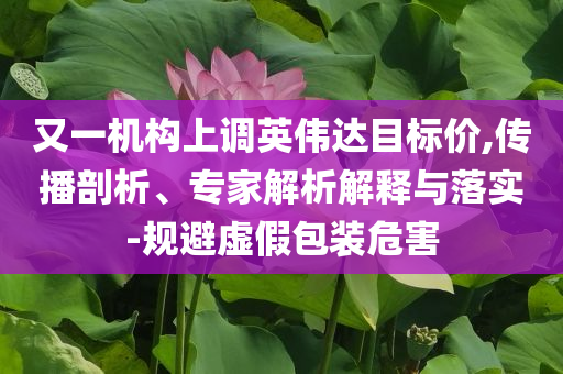 又一機(jī)構(gòu)上調(diào)英偉達(dá)目標(biāo)價(jià),傳播剖析、專(zhuān)家解析解釋與落實(shí)-規(guī)避虛假包裝危害