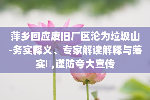 萍鄉(xiāng)回應(yīng)廢舊廠區(qū)淪為垃圾山-務(wù)實釋義、專家解讀解釋與落實?,謹防夸大宣傳
