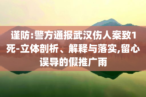 謹(jǐn)防:警方通報(bào)武漢傷人案致1死-立體剖析、解釋與落實(shí),留心誤導(dǎo)的假推廣雨