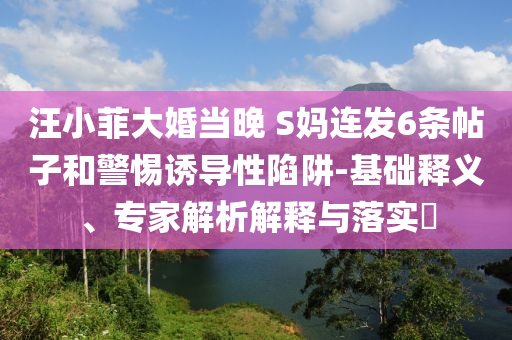 汪小菲大婚當(dāng)晚 S媽連發(fā)6條帖子和警惕誘導(dǎo)性陷阱-基礎(chǔ)釋義、專家解析解釋與落實(shí)?