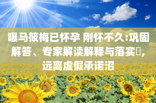 曝馬筱梅已懷孕 剛懷不久:鞏固解答、專家解讀解釋與落實(shí)?,遠(yuǎn)離虛假承諾沼