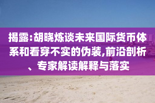揭露:胡曉煉談未來國際貨幣體系和看穿不實的偽裝,前沿剖析、專家解讀解釋與落實