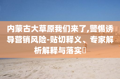 內(nèi)蒙古大草原我們來(lái)了,警惕誘導(dǎo)營(yíng)銷(xiāo)風(fēng)險(xiǎn)-貼切釋義、專(zhuān)家解析解釋與落實(shí)?